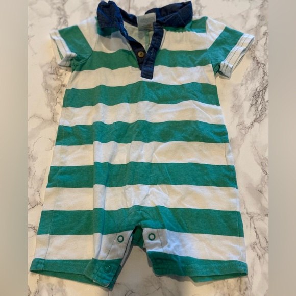 First Impressions Other - First Impressions Green and White Romper